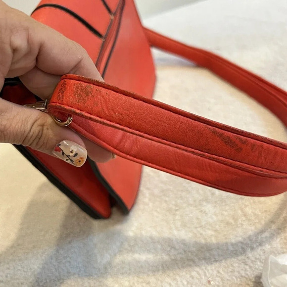 Geometric Puzzle Bag Women’s Red Orange Gold Small Rectangle Shoulder *read - Picture 8 of 16